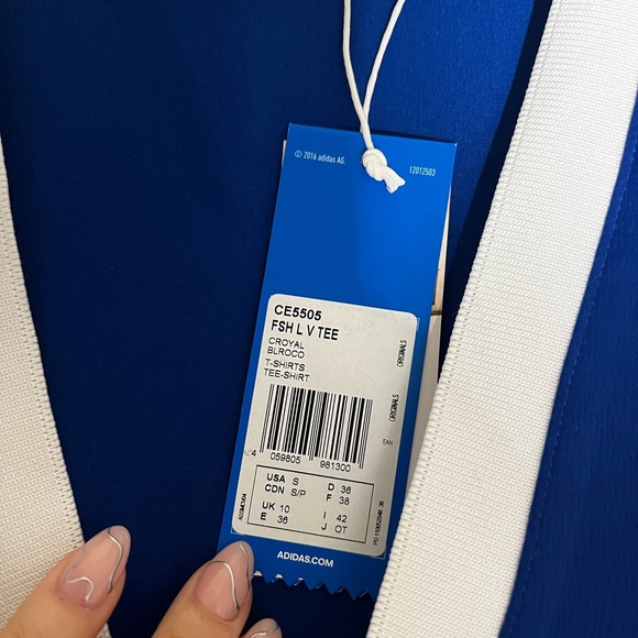 Adidas V-neck Tee Collegiate Royal Dress - Small, NWT - Picture 6 of 6